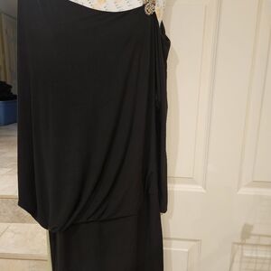 David Meister Black Draped Long Sleeve Dress